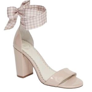 1901 Heeled Sandals 11 Ankle Ties Gingham Barbie Preppy Chic Patent Pastel Pink